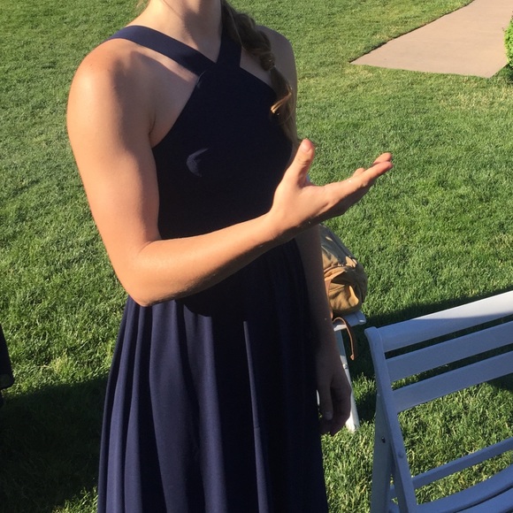Lulus Halter top bridesmaid dress - navy blue- size small - Picture 5 of 6